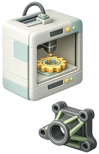 Industriel 3D printer fremstiller tandhjul og funktionel maskinkomponent til mekanisk anvendelse